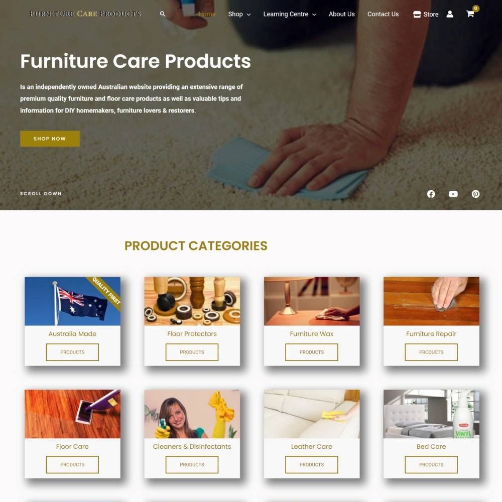 Web capture of furniturecareproducts.com.au website for weblingo web design